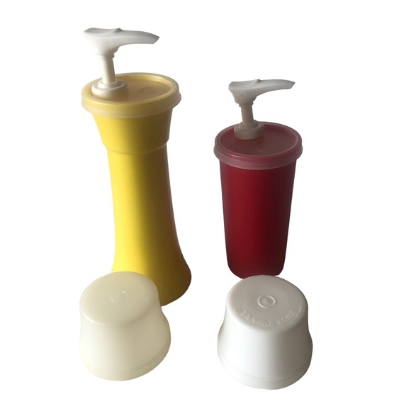 Vintage Tupperware Ketchup Mustard 718-10 1329-9 Pump Dispenser Travel - Picture 4 of 6